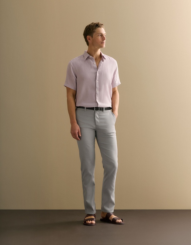 Trenery - Stretch Cotton Dobby Pant in Lake Grey