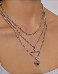 Arms Of Eve - Rose Heart Necklace - Silver