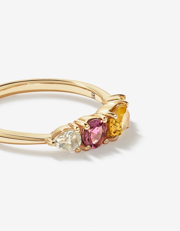 Michael Hill - Green Amethyst, Pink Tourmaline, Orange Citrine & Lemon Quartz Multi-Gemstone Ring in 10kt Yellow Gold