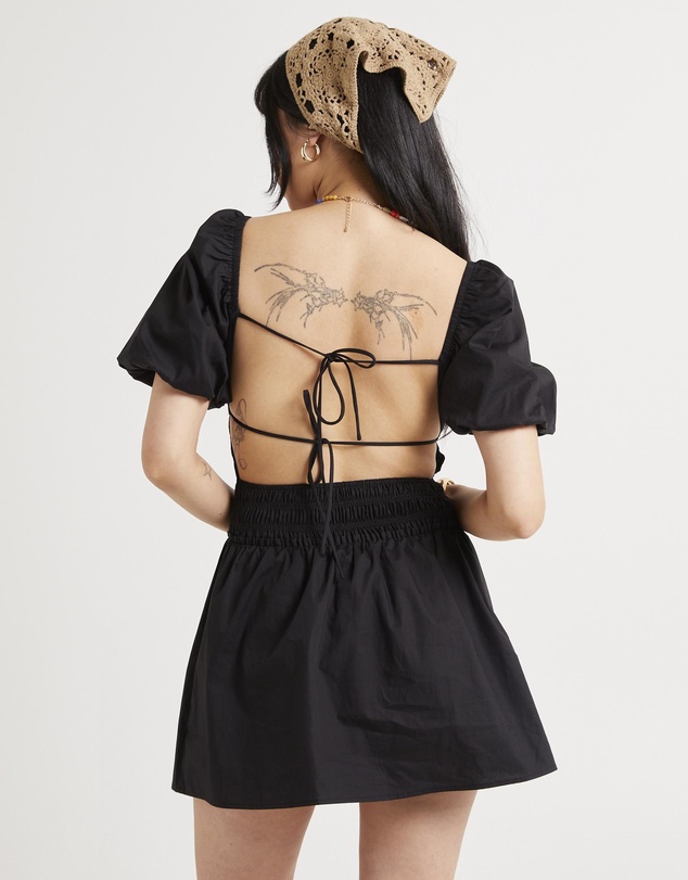 Subtitled - Kora Puff Sleeve Shirred Mini Dress