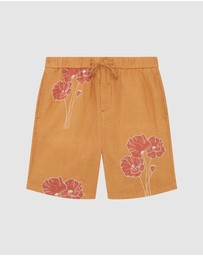Frescobol Carioca - Felipe Linen Linear Floral Print Shorts