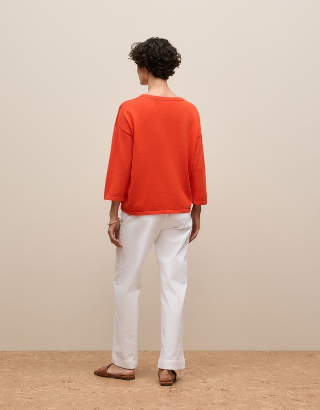 Trenery - Cotton Silk Crew Knit in Fiesta Red