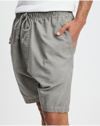 Surrounded By Ghosts - The Obsidian Linen Drawstring Shorts