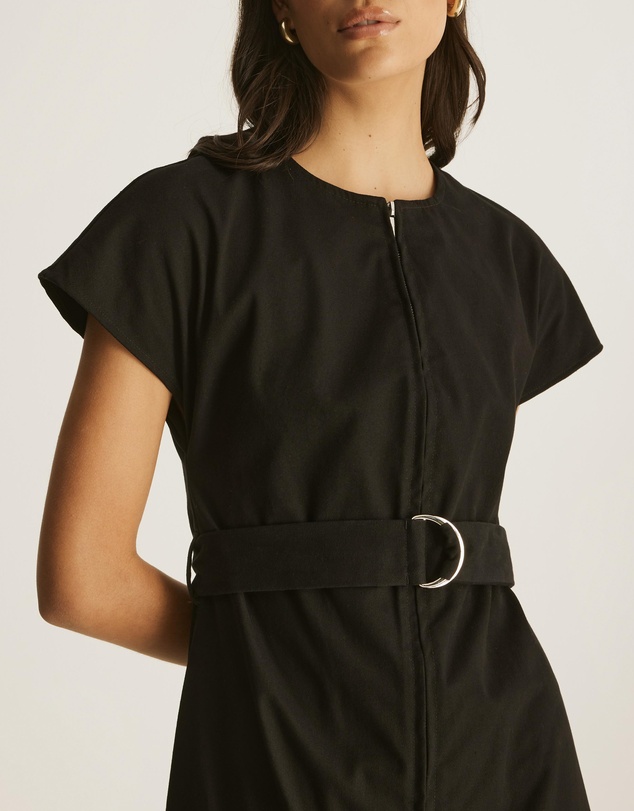 Atmos&Here - Zoe Cotton Twill Belted Midi Dress