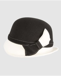 Max Alexander - Winter Felt Cream/Black Cloche Hat