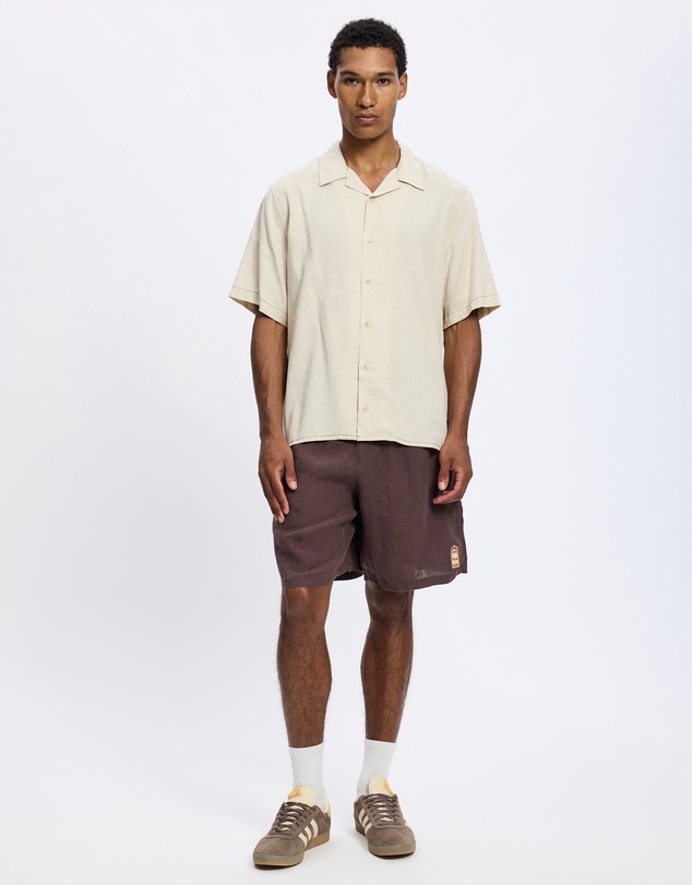 Thrills - Hemp Minimal Thrills Contrast Stitch Cropped Bowling Shirt