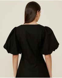 The Fated - Puff Sleeve Midi Dress