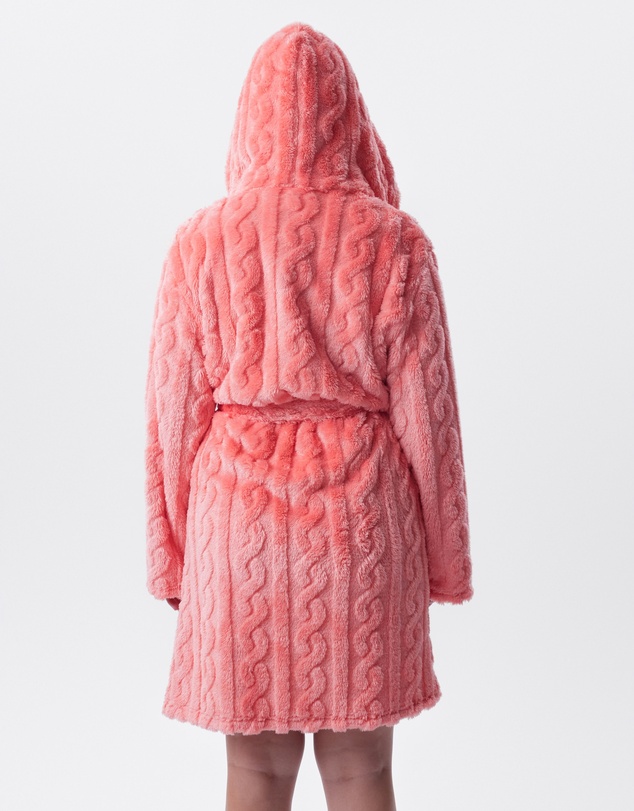 Bras N Things - Maxine Short Hooded Gown - Dark Coral
