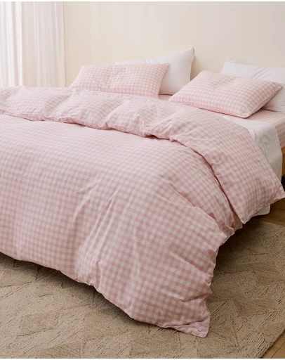 Sheet Society - Leo Washed Cotton Gingham Quilt Cover Set