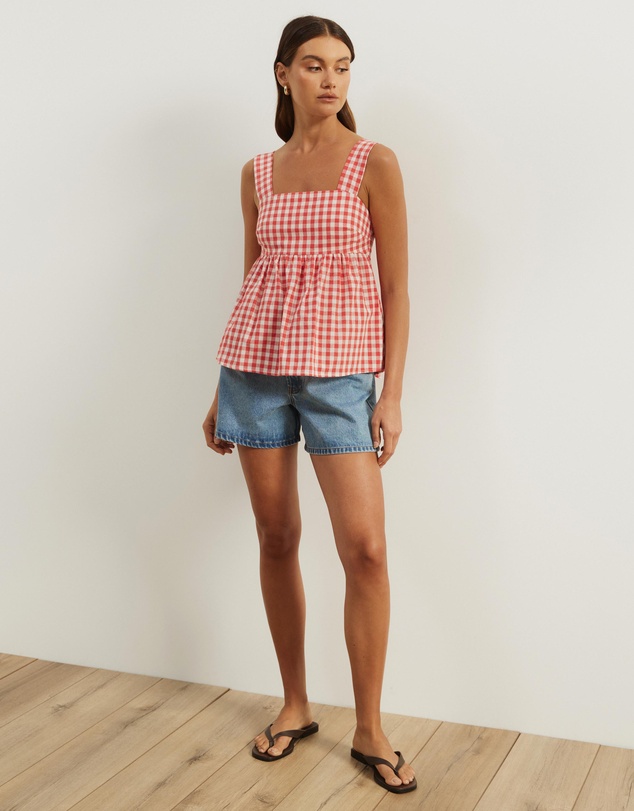 Atmos&Here - Billie Self Tie Gingham Top