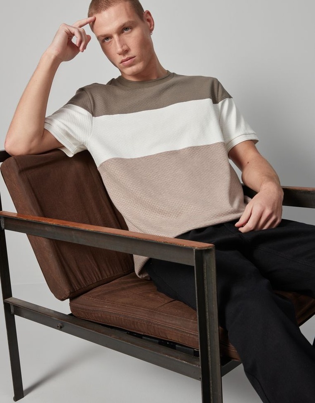 NEXT - Textured Colour Block T-Shirt