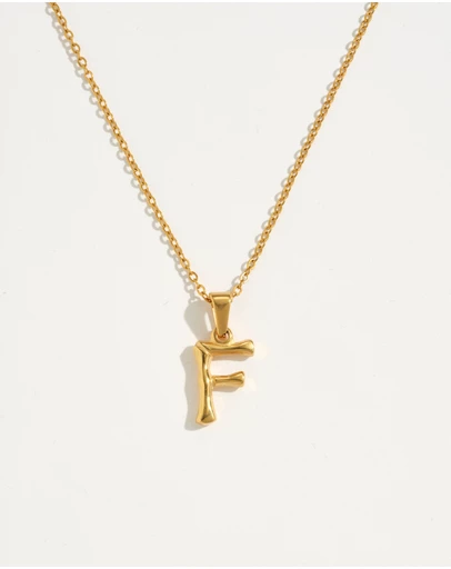 Reliquia Jewellery - F Initial Gold Charm Necklace