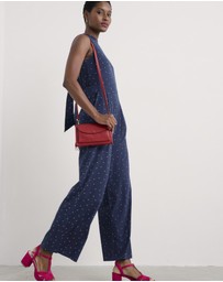 Seasalt - Seasalt Cornwall Navy Belyars Jersey Tie Neck Jumpsuit