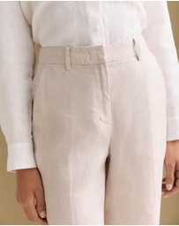 Trenery - Yarn Dyed Linen Tapered Trouser in Flax