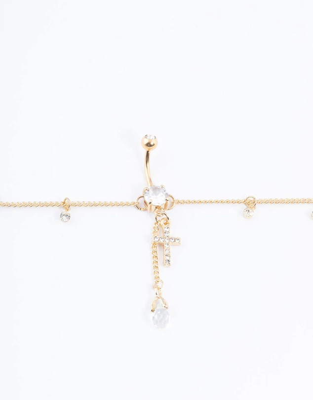Lovisa - Gold Plated Surgical Steel Cross Belly Chain