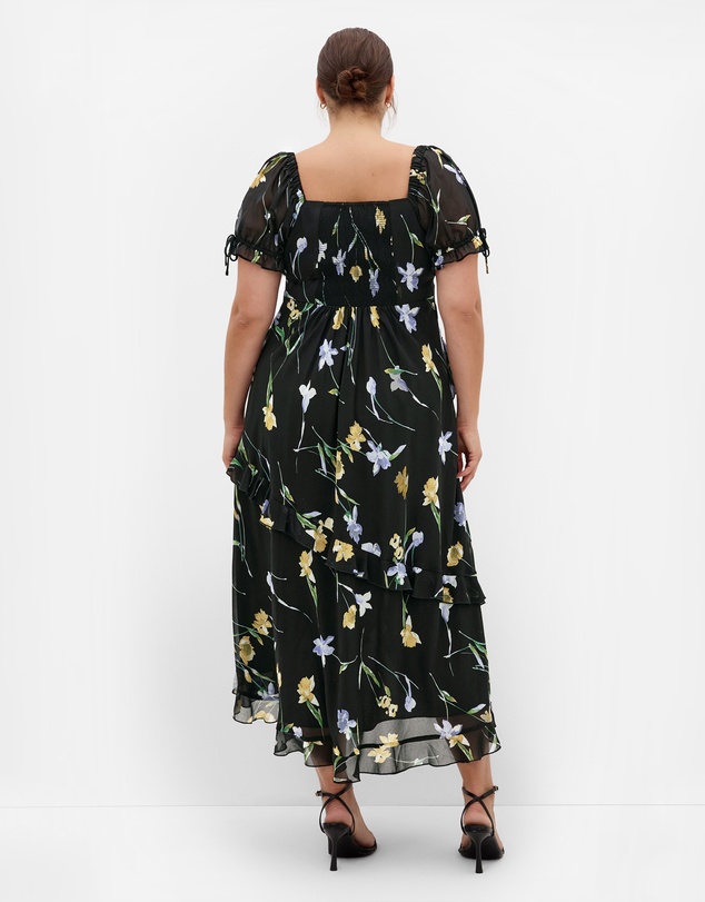 City Chic - Plus size Shayla Petal Print Maxi Dress - black