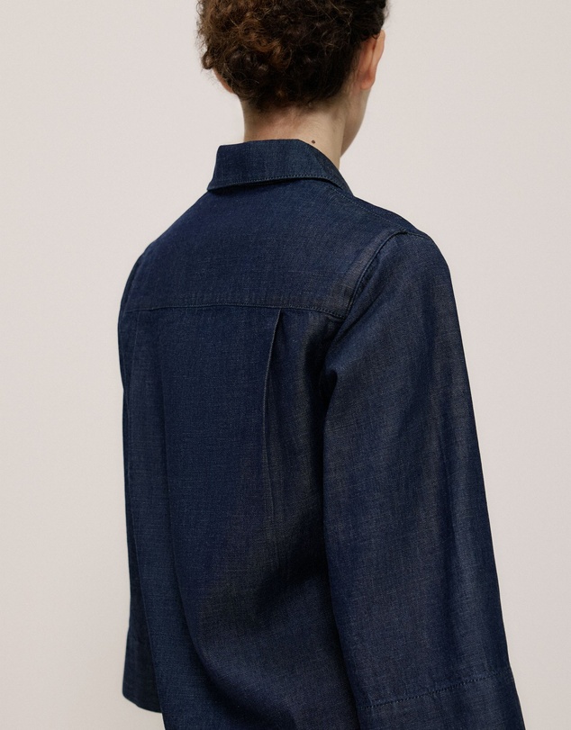 Trenery - Soft Denim Collared Popover in Rinse Wash