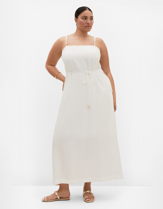 City Chic - Plus size Strappy Bead Maxi Dress - ivory