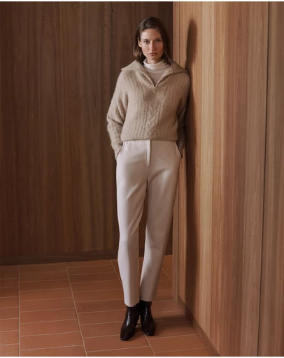 Trenery - Alpaca Merino Blend Half Zip in Stone