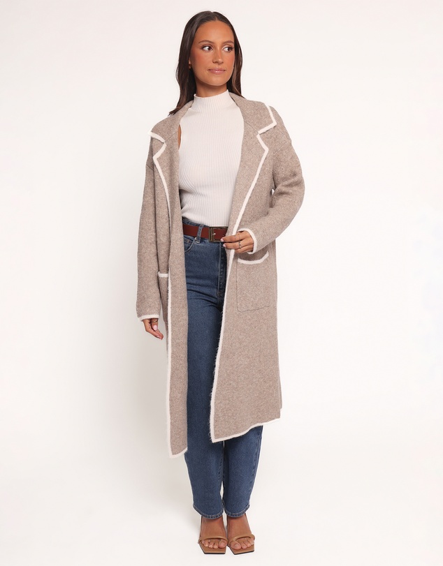 Petal & Pup - Katia Contrast Trim Coatigan - Beige