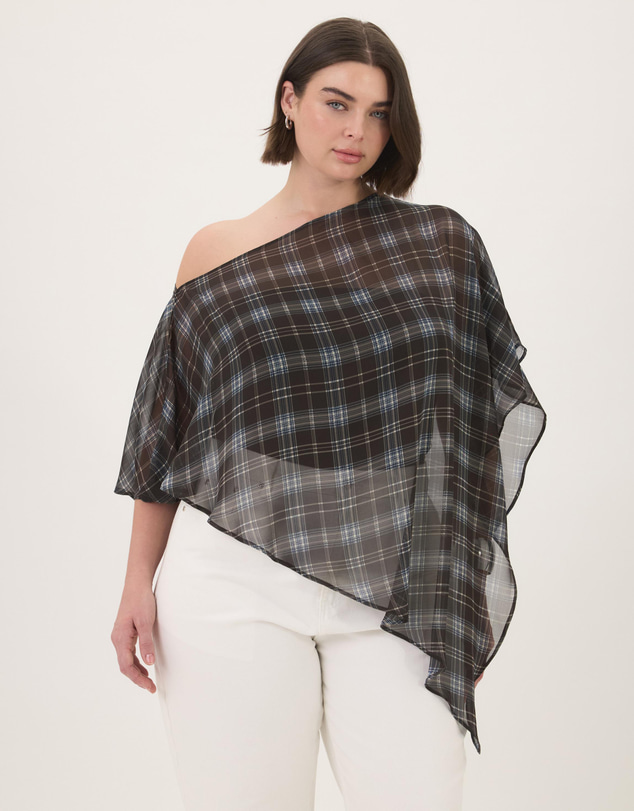 Atmos&Here Curvy - Molly Sheer Chiffon Poncho With Bandeau Top