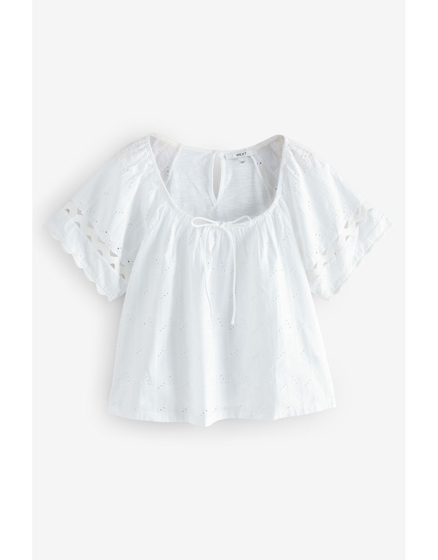 NEXT - Broderie Short Sleeve Ric Rac Top