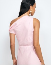 AERE - Fia Linen Draped Off Shoulder Maxi Dress