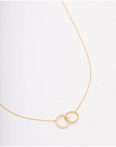 Lovisa - Gold Plated Sterling Silver Paved Link Hoop Necklace