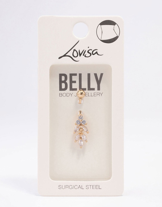 Lovisa - Gold Plated Surgical Steel Marquise Drop Belly Ring