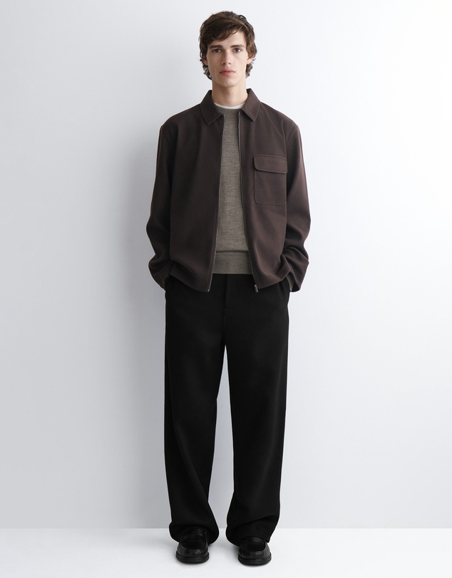 COS - Corduroy-Jersey Zip-Up Overshirt