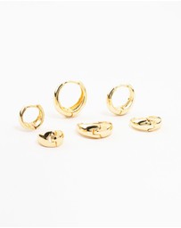 Lovisa - Classic Gold Plated Brass Chunky Hoop Earrings 3-Pack