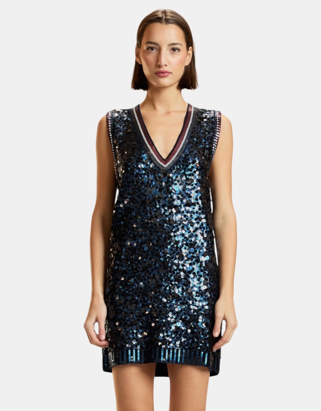 Cynthia Rowley - Sequin V-Neck Mini Knit Dress
