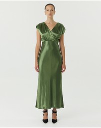 Third Form - Satin Cross Over Gather Dress