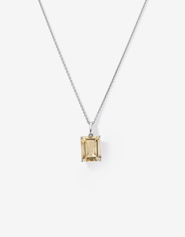 Michael Hill - Emerald Cut Soft Champagne Citrine Pendant with Chain in Sterling Silver