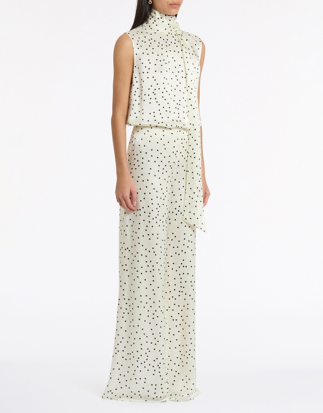 Carla Zampatti - Monochrome Dot Silk Viscose Palazzo Pant