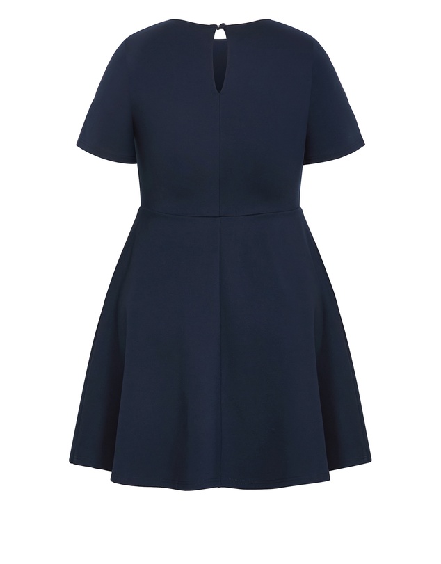 City Chic - Plus size Cariline Mini Skater Dress - navy