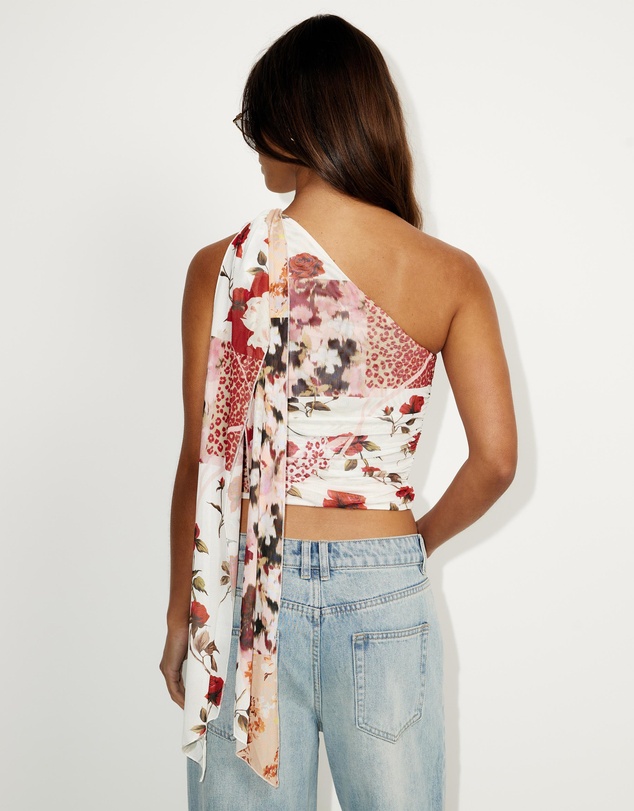 Dazie - After Party Neck Tie One Shoulder Top