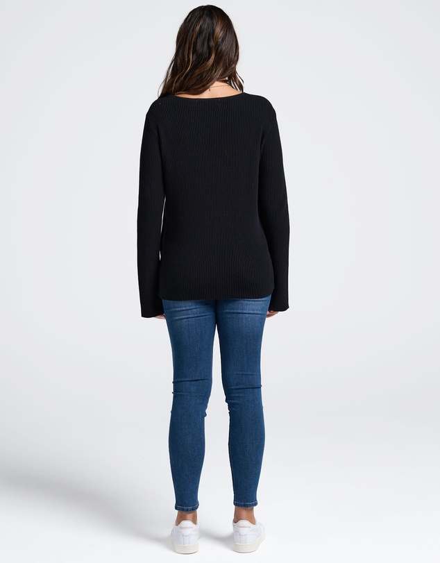 Angel Maternity - Arial Maternity Oversized Luxury Knit Nursing Jumper in Black