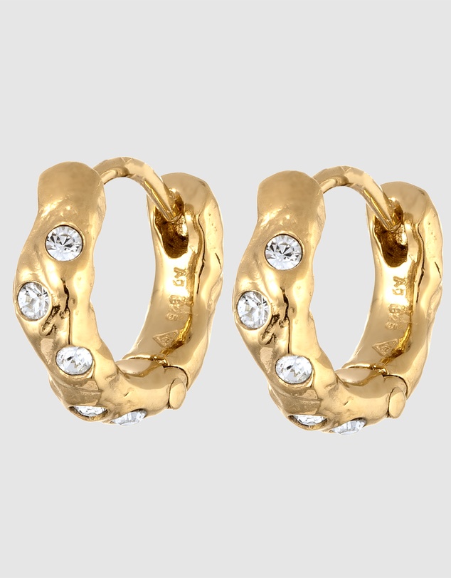 Elli Jewelry - Earrings Hoops Crystal 925 Sterling Silver Gold-Plated