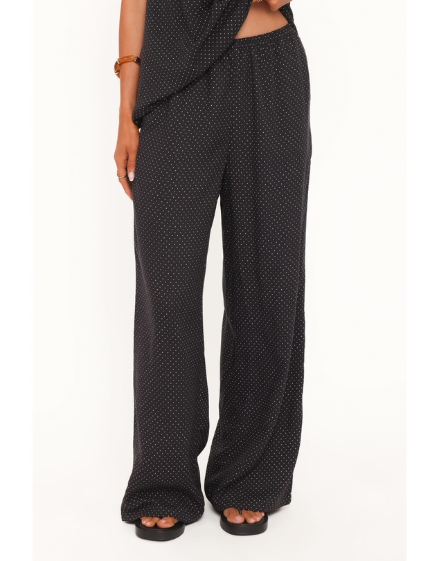 Petal & Pup - Lexi Elastic Waist Pant - Black Polkadot
