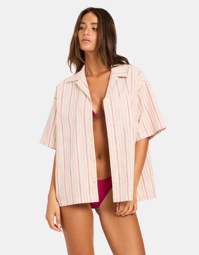 Roxy - Womens Carter Striped Short Sleeve Shirt