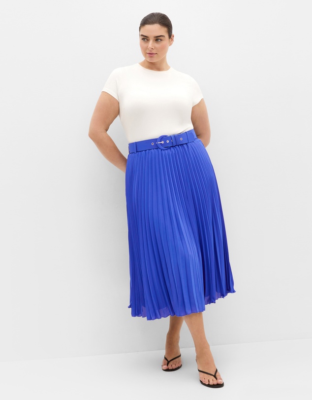 City Chic - Plus size Petra Pleat Midi Skirt - cerulean