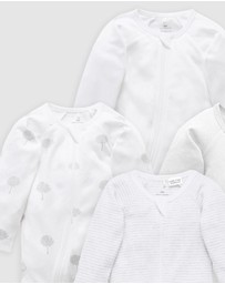 Purebaby - 4 Pack Zip Growsuit-Babies