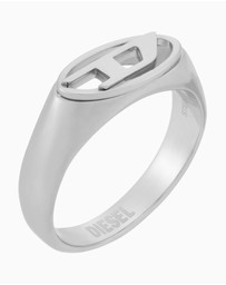 Diesel - Oval D Logo Silver Tone Ring