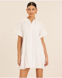 AERE - Joia Linen Puff Sleeve Mini Dress