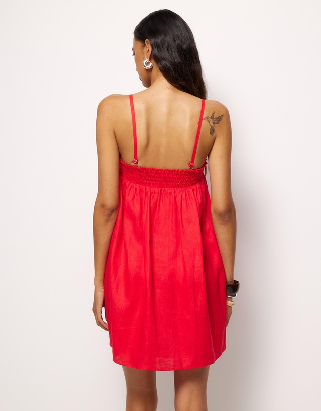 AERE - Amba Shirred Linen Mini Dress