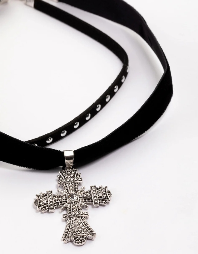 Lovisa - Silver Multi Cross Pearl Choker Pack