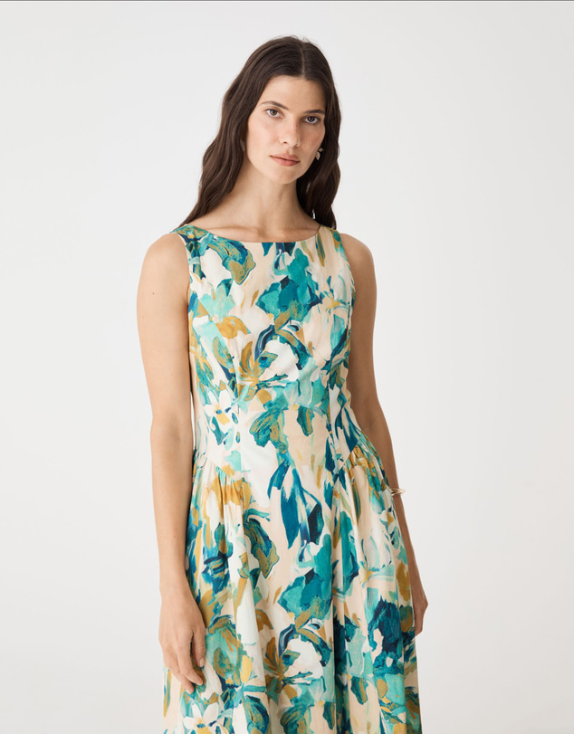 Forcast - Liza Gather Detail Print Dress