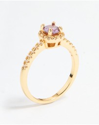 Lovisa - Gold Plated Pink Cubic Zirconia Mini Cushion Ring