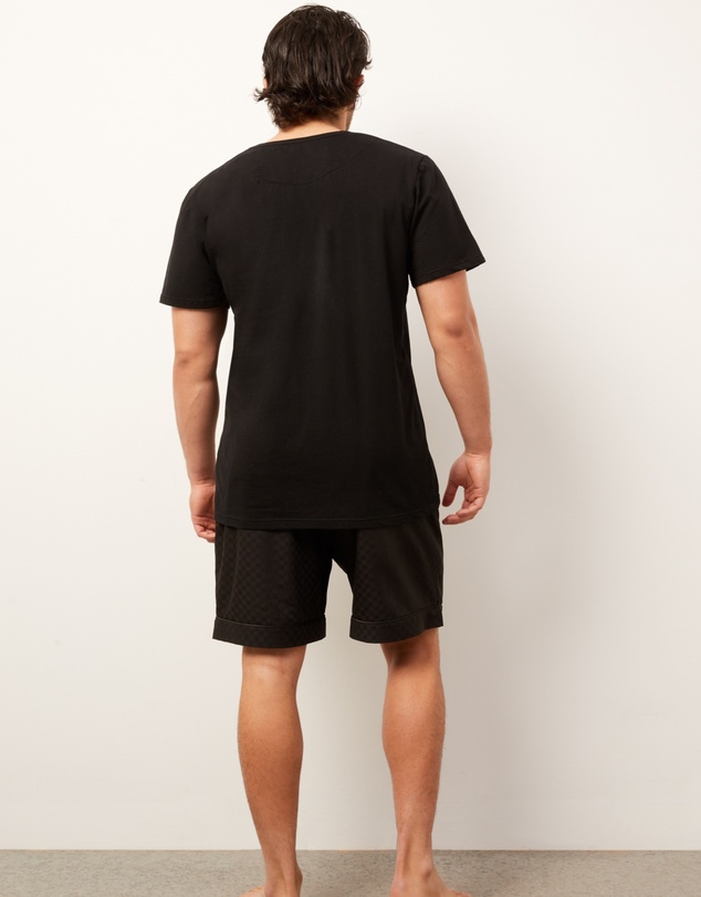 Wanderluxe Sleepwear - The Sable Boxer Shorts And Black Jersey T-Shirt